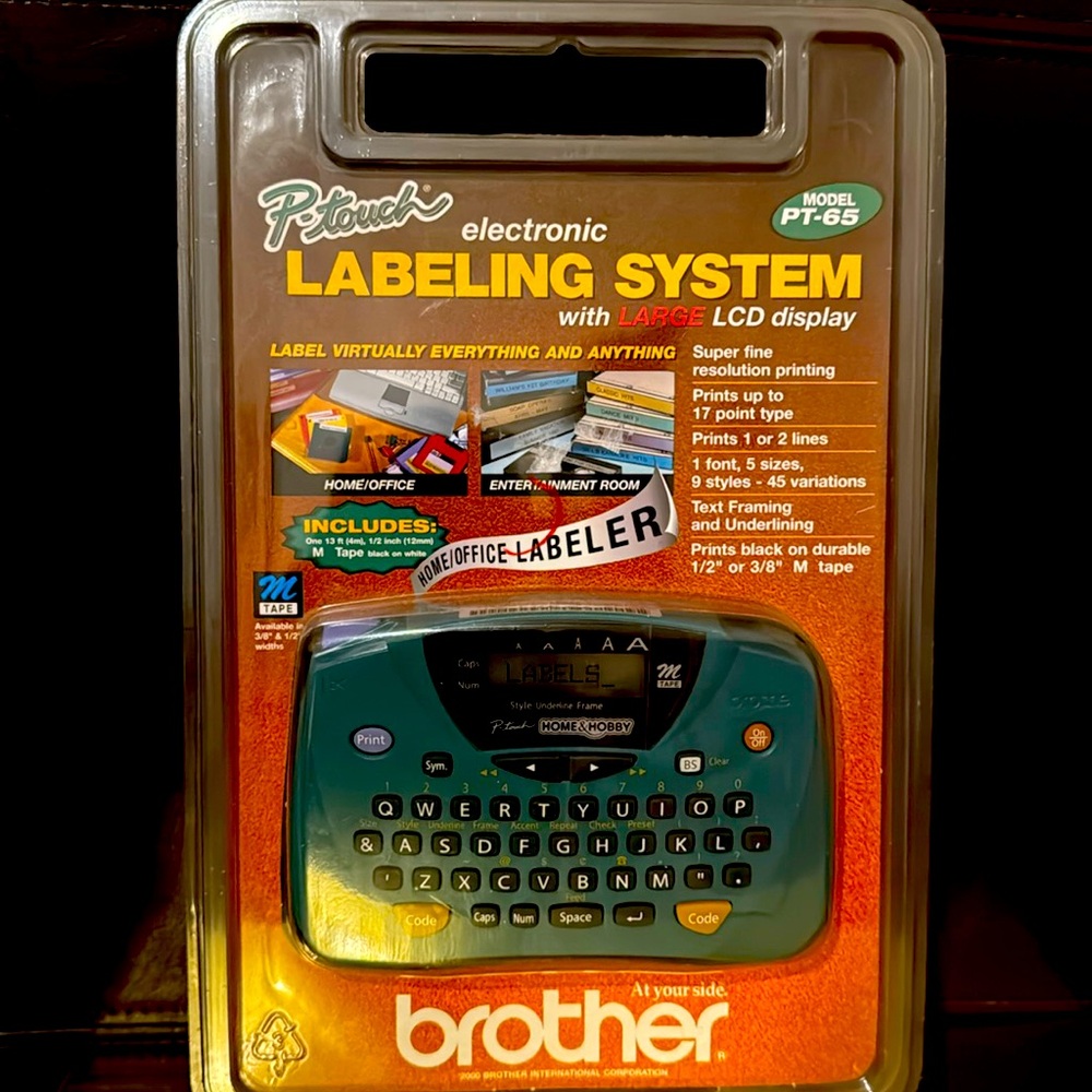 New Brother Model PT-65 P-Touch Labeler Machine with LCD Screen